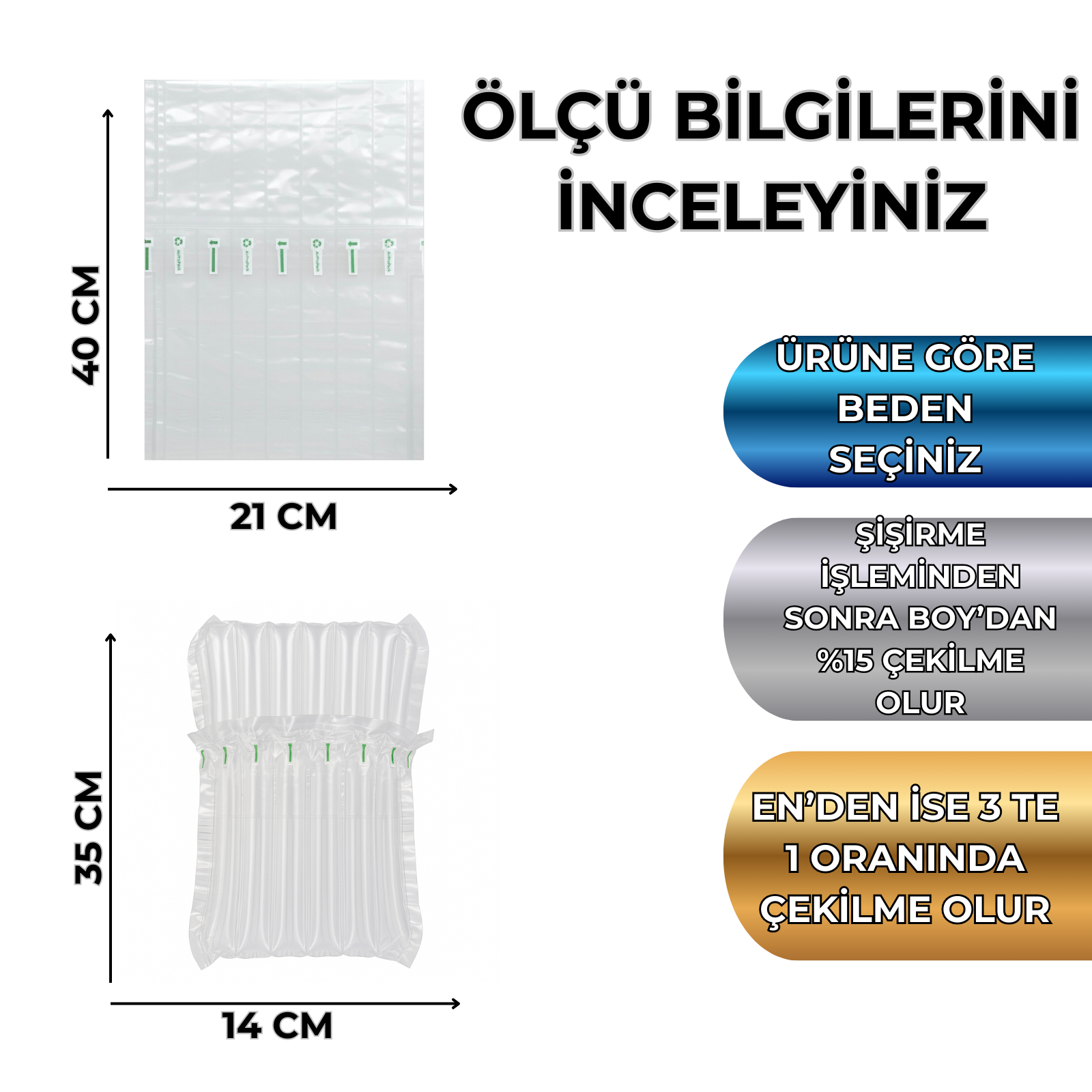 21X40 cm 100 Adet Hava Sütunlu Kargo Poşeti