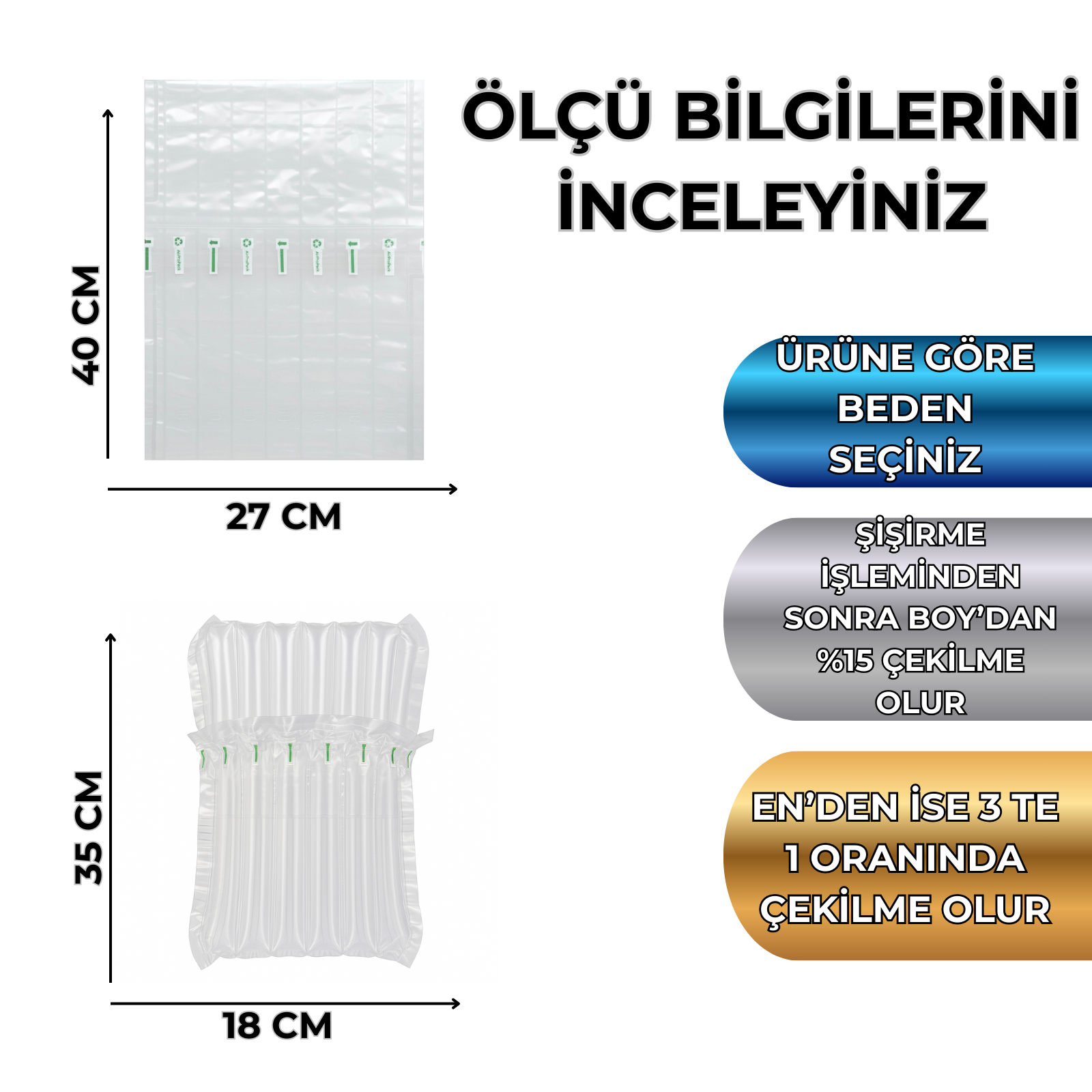 27X40 cm 100 Adet Hava Sütunlu Kargo Poşeti