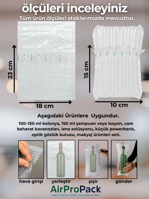 18x23 cm 50 ADET Hava Sütunlu Kargo Poşeti AİRBAG/AİRBED/AİRPACK 