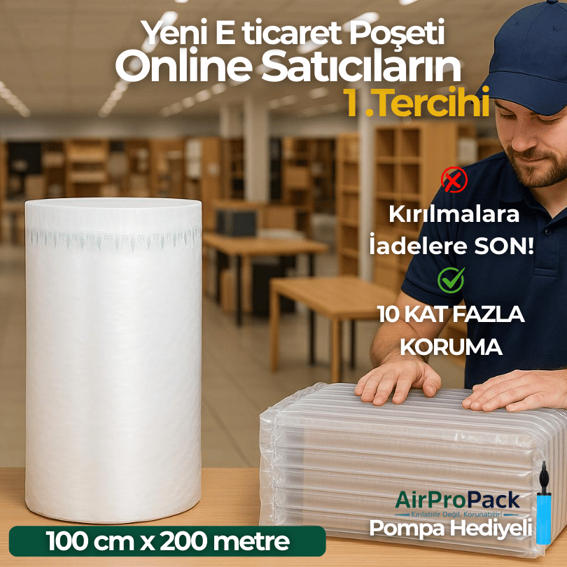 100 CM X 200 MT.(Tek katı 80 mic.) AirProPack RULO KDV DAHİL