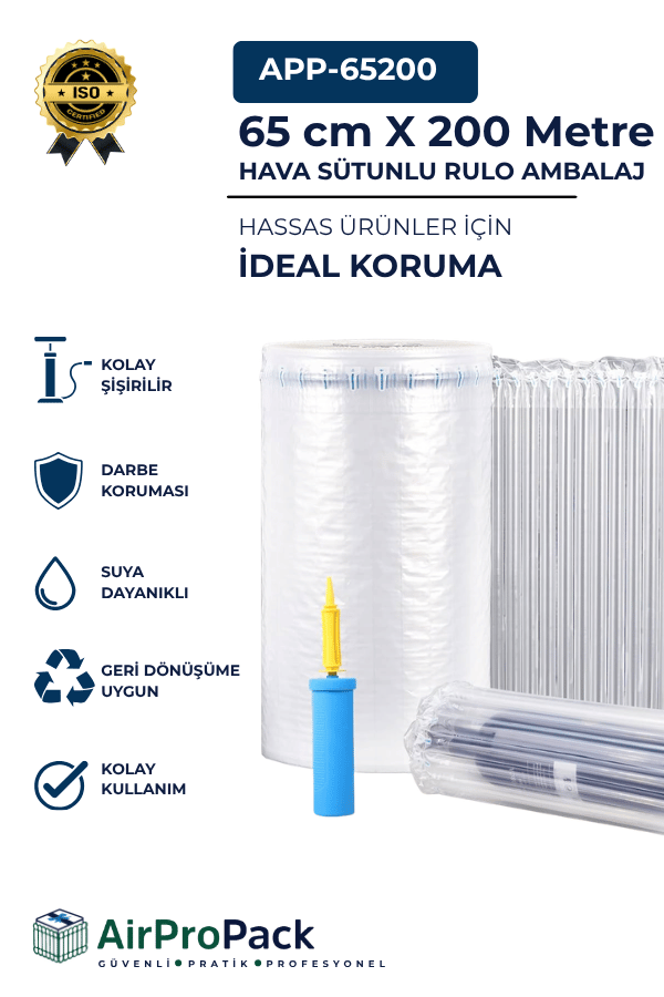 65 CM X 200 MT.(Tek katı 80 mic.) AirProPack RULO KDV DAHİL