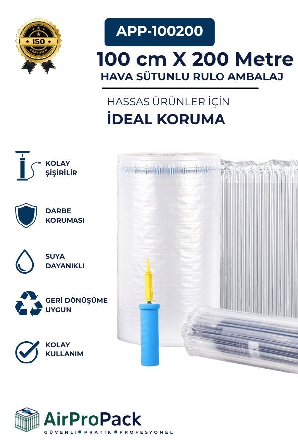 100 CM X 200 MT.(Tek katı 80 mic.) AirProPack RULO KDV DAHİL