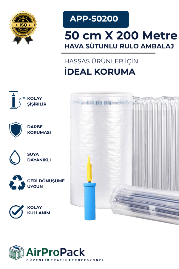 50 CM X 200 MT.(Tek katı 80 mic.) AirProPack RULO KDV DAHİL