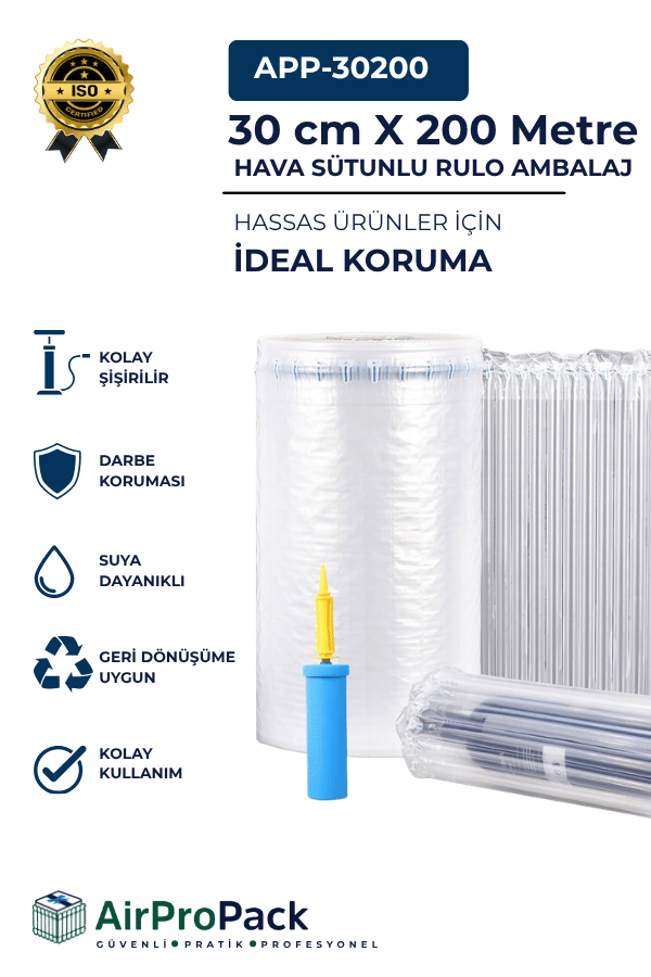 30 CM X 200 MT.(Tek katı 80 mic.) AirProPack RULO KDV DAHİL